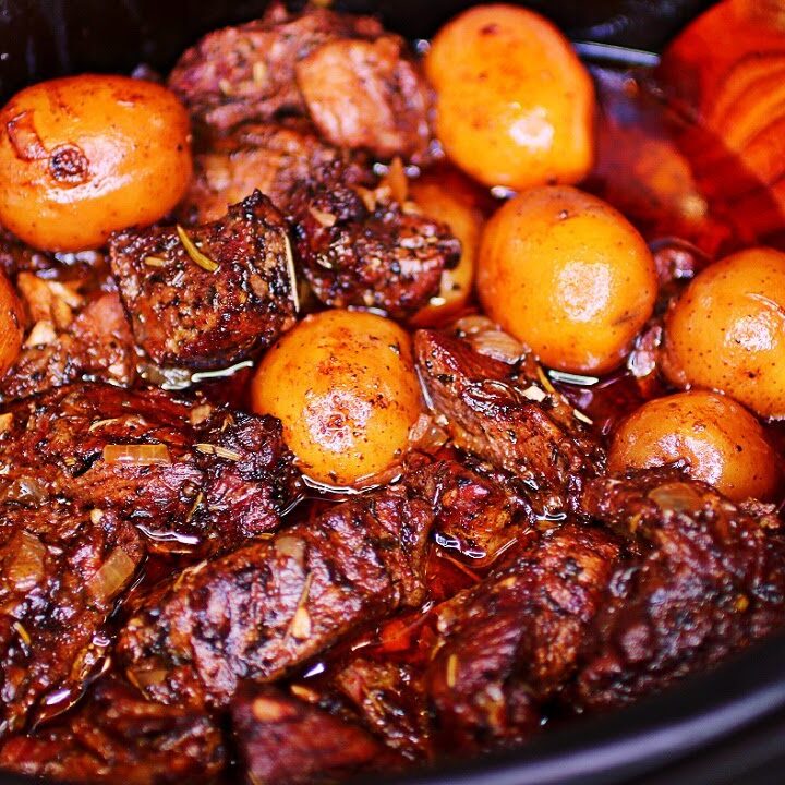 Slow Cooker Garlic Butter Beef and Potatoes