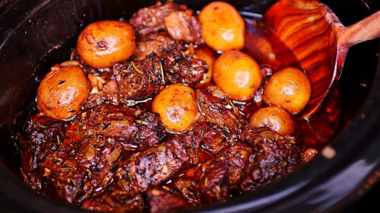 Slow Cooker Garlic Butter Beef and Potatoes