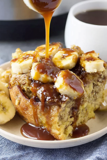 Slow Cooker Banana Bread Pudding - featured