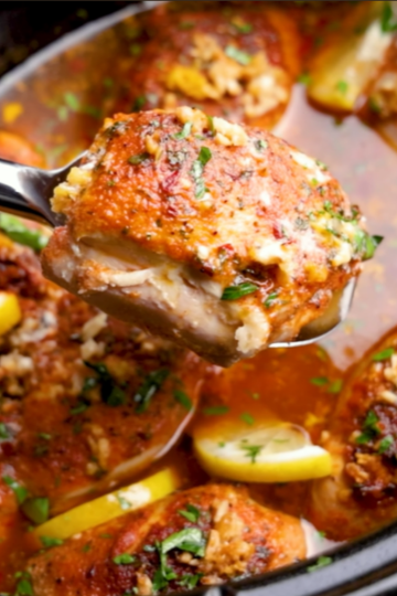 Crockpot Lemon Garlic Butter Chicken Thighs