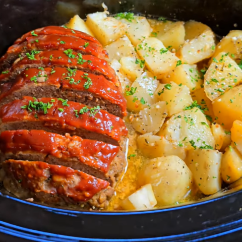 Crockpot Meatloaf and Potatoes