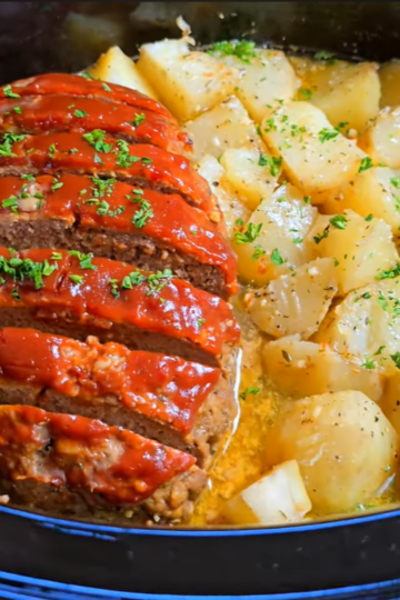 Crockpot Meatloaf and Potatoes